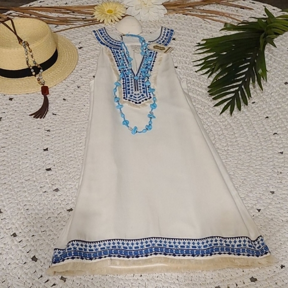 MUD PIE NEW WHITE, BLUE SMALL DRESS LAST ONE - Picture 3 of 12